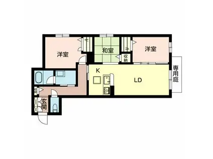 シャーメゾンはりま勝原(3LDK/1階)の間取り写真