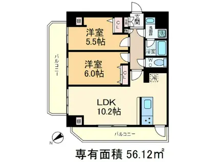 ラフィスタ尾久駅前(2LDK/4階)の間取り写真