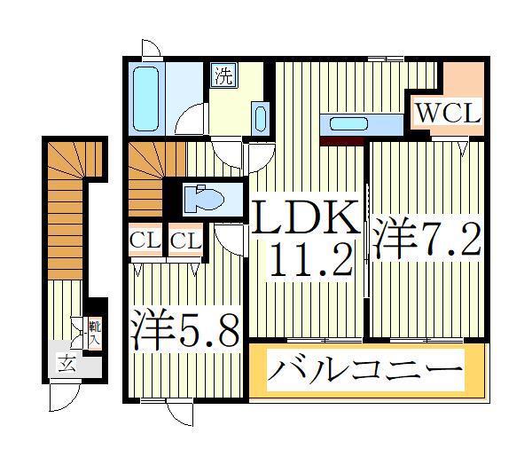 プランドール 弐番館(2LDK/2階)の間取り写真