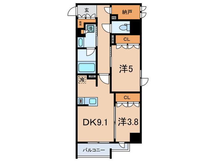 シーズンフラッツ新大塚(2DK/5階)の間取り写真