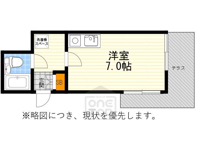 千里山ハイツ(ワンルーム/1階)の間取り写真