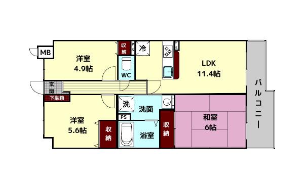 シティホームズ生駒台(3LDK/3階)の間取り写真