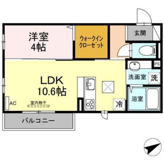 リヴェールC(1LDK/1階)の間取り写真