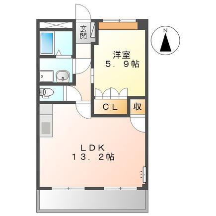 グローリィ・ヒルズIII(1LDK/2階)の間取り写真