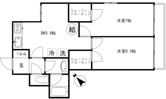 東京メトロ銀座線 浅草駅(東武・都営・メトロ) 徒歩14分 7階建 築24年(2DK/4階)の間取り写真