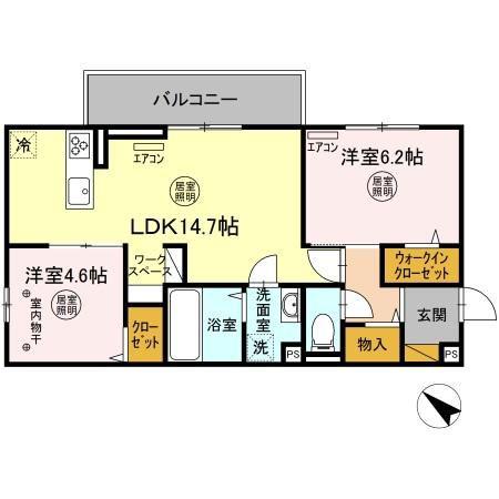 リゾナーレアクア(2LDK/2階)の間取り写真