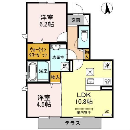 プリマベーラ八尾 A棟(2LDK/1階)の間取り写真