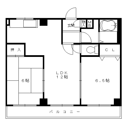 中央コーポ(2LDK/5階)の間取り写真