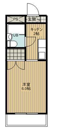 ウエストハイム(1K/1階)の間取り写真