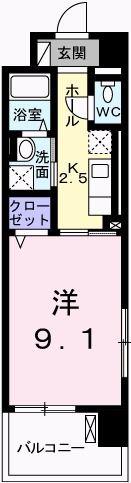 クレール姫路(1K/1階)の間取り写真