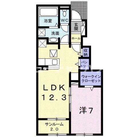 アルモニーヒル(1LDK/1階)の間取り写真