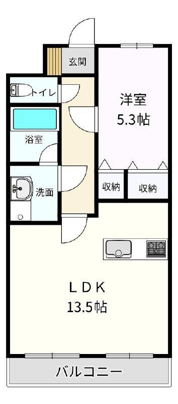 サンピュア(1LDK/1階)の間取り写真