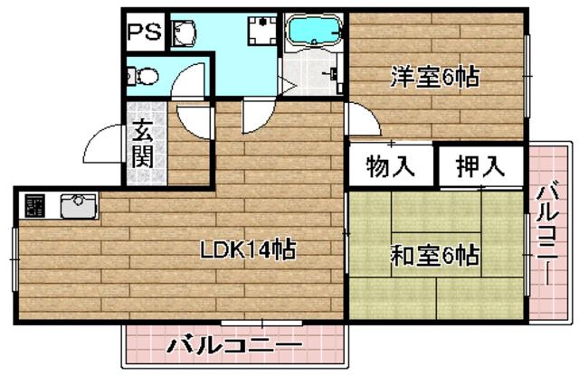 サンローゼMIYATA(2LDK/2階)の間取り写真