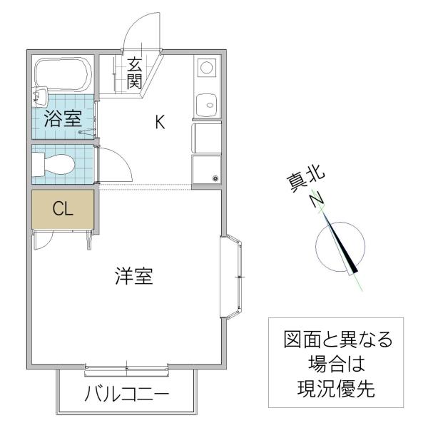 ディアヴィレッジ小舩 D棟(1K/1階)の間取り写真