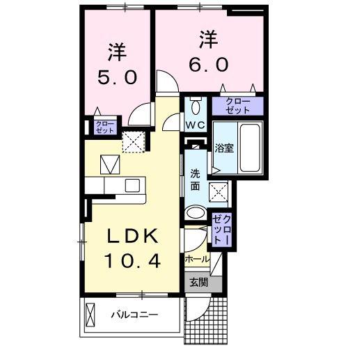 MOSP II(2LDK/1階)の間取り写真
