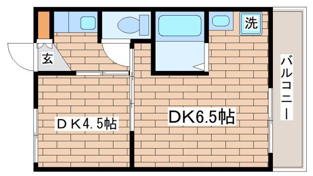 ヴィラナリー雲雀ケ丘 5号棟(1DK/4階)の間取り写真