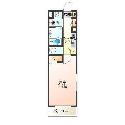ブラン花園町(1K/2階)の間取り写真