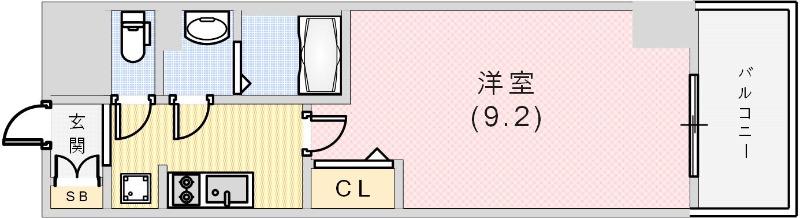 プレサンス神戸セレスティア(1K/2階)の間取り写真