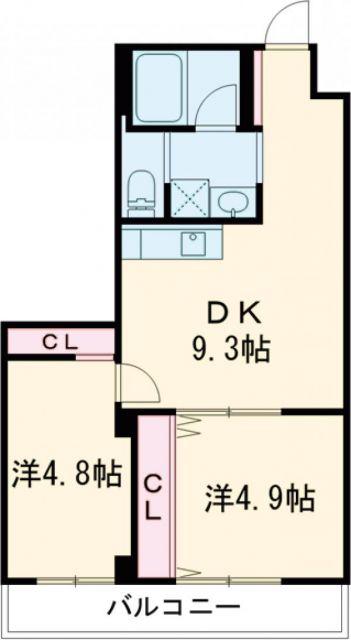 ソフィア墨染駅前(2DK/2階)の間取り写真
