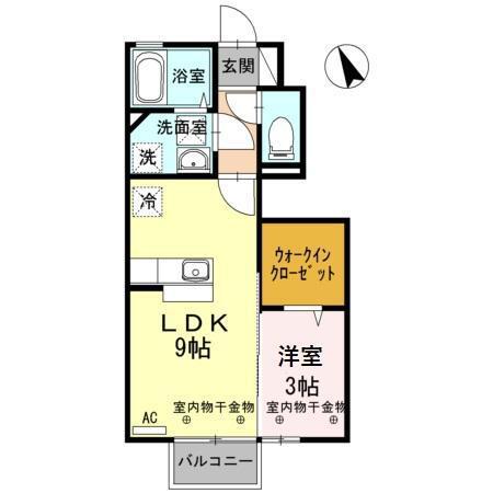 D-ROOMフレンド(1LDK/1階)の間取り写真
