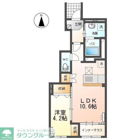 ヴァーチュアス II(1LDK/1階)の間取り写真