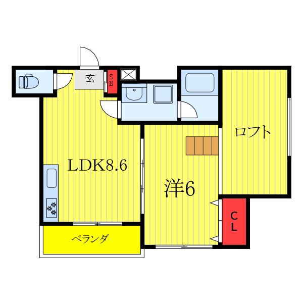 ルネ・丸美IV(1LDK/1階)の間取り写真