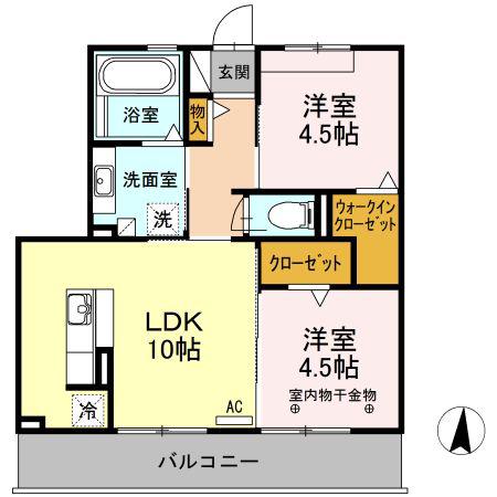 リヴェール(2LDK/2階)の間取り写真