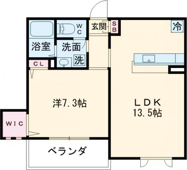 パルファンヴィラーチェ(1LDK/1階)の間取り写真