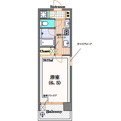 FELICE北堀江(1K/10階)の間取り写真