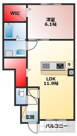 LIVRE(1LDK/1階)の間取り写真