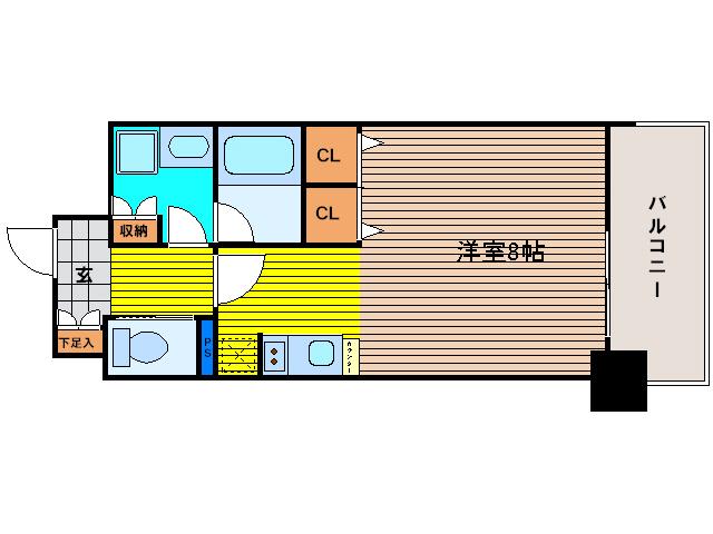 アーバネックス北浜(ワンルーム/13階)の間取り写真