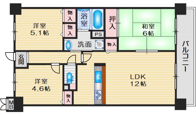 ソシエ北大阪(3LDK/2階)の間取り写真