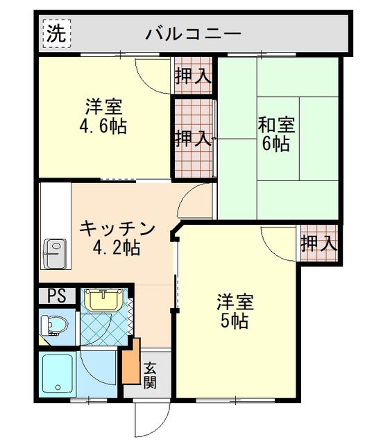 セントラルハイツ(3DK/3階)の間取り写真
