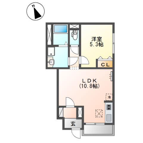 メゾン ド アシューレ(1LDK/1階)の間取り写真