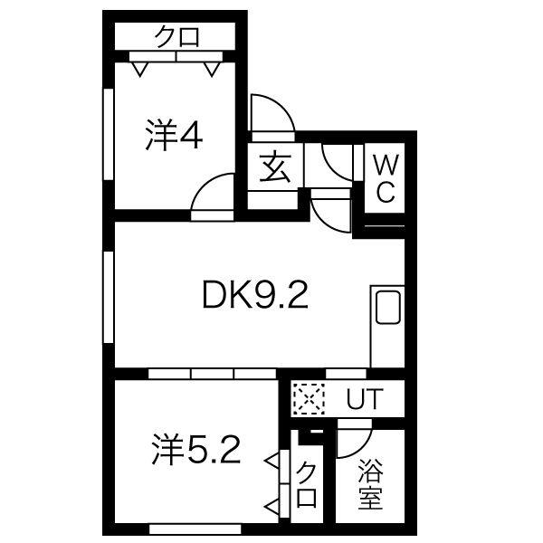 ミラネーゼ大通東 南館(2LDK/2階)の間取り写真