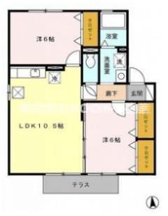 フローラルビレッジVI番館(2LDK/2階)の間取り写真