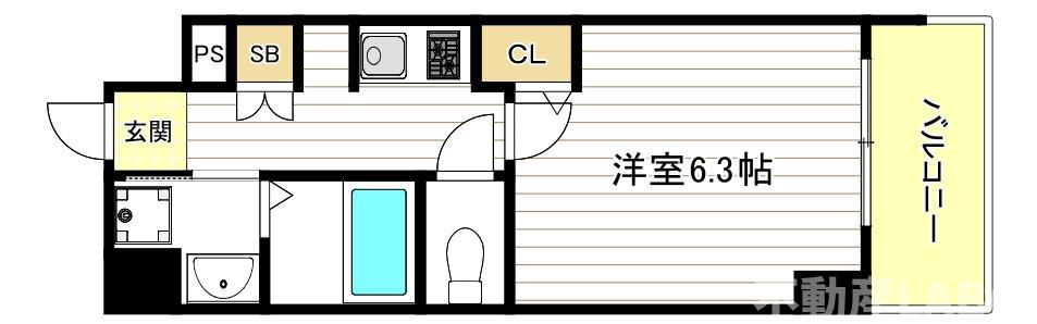 METROSA弁天町(1K/5階)の間取り写真