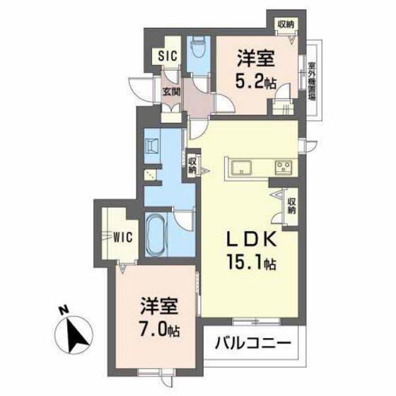 フィーノ(2LDK/2階)の間取り写真