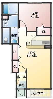 ソレイユ・GENII(1LDK/1階)の間取り写真