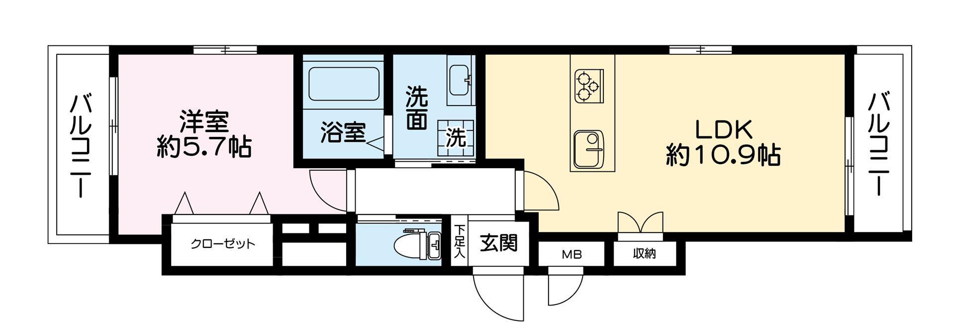 コンフォートさくらI(1LDK/1階)の間取り写真