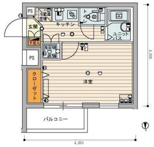 スカイコート練馬桜台(1K/2階)の間取り写真