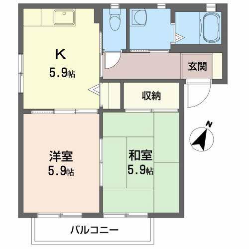 メゾンジュン B(2K/1階)の間取り写真