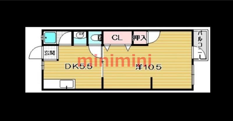 大協マンション(1DK/2階)の間取り写真