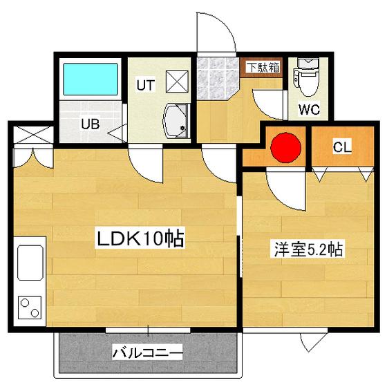 プレミアコートとん田(1LDK/1階)の間取り写真
