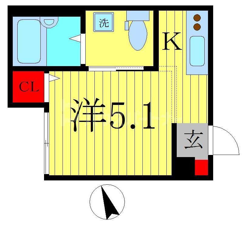 アーバンハウス新松戸(1K/2階)の間取り写真