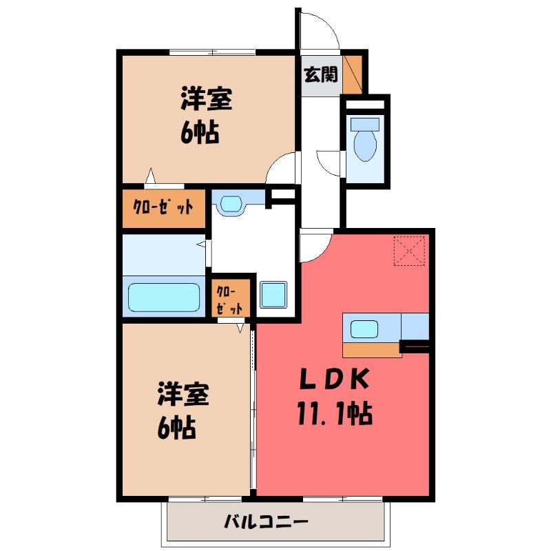 ブルージュ(2LDK/1階)の間取り写真