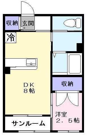 カノンI(1DK/1階)の間取り写真