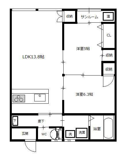 トパーズビル(2LDK/2階)の間取り写真