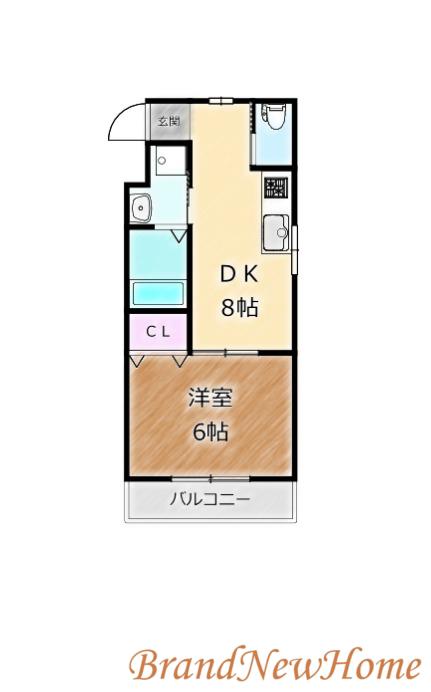 シティーコート堺東(1DK/4階)の間取り写真