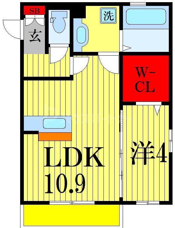 リヴェールI(1LDK/2階)の間取り写真
